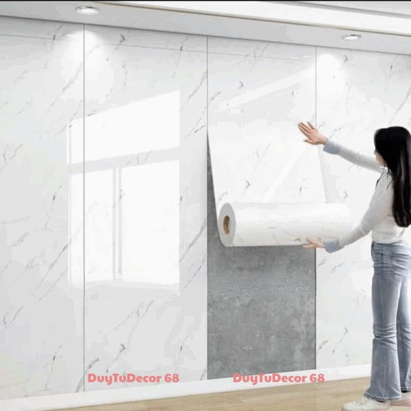 Cuộn Xốp Dán Tường bề mặt phủ PVC vân đá, có sẵn keo - Ảnh 4