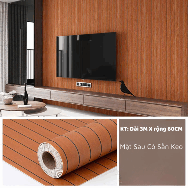 Cuộn Xốp Dán Tường bề mặt phủ PVC vân đá, có sẵn keo - Ảnh 6