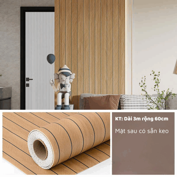 Cuộn Xốp Dán Tường bề mặt phủ PVC vân đá, có sẵn keo - Ảnh 7