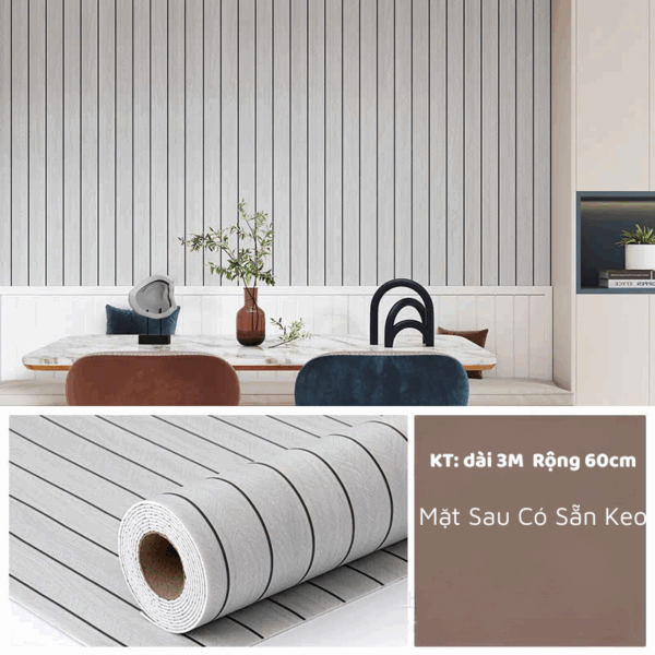 Cuộn Xốp Dán Tường bề mặt phủ PVC vân đá, có sẵn keo - Ảnh 5