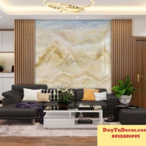 Tranh nhựa PVC vân đá tráng gương